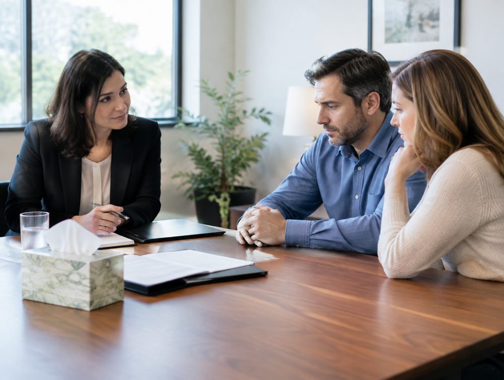 Attorney meeting with a family law client