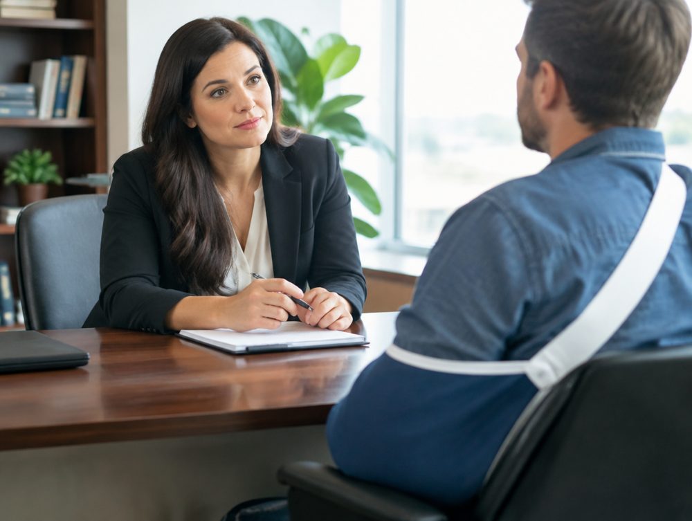 Attorney consulting with a personal injury client