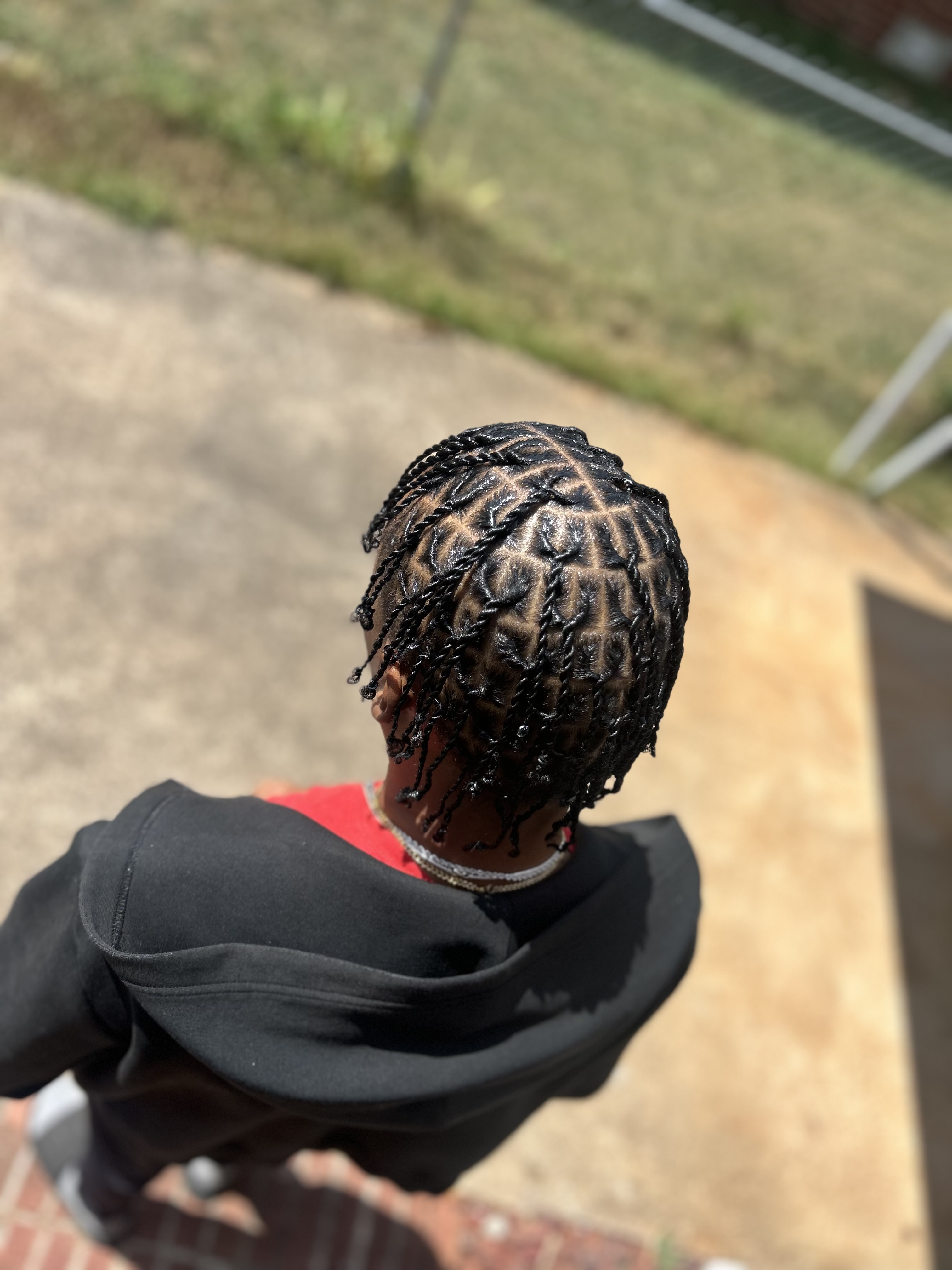 Two-strand twists in a green backyard